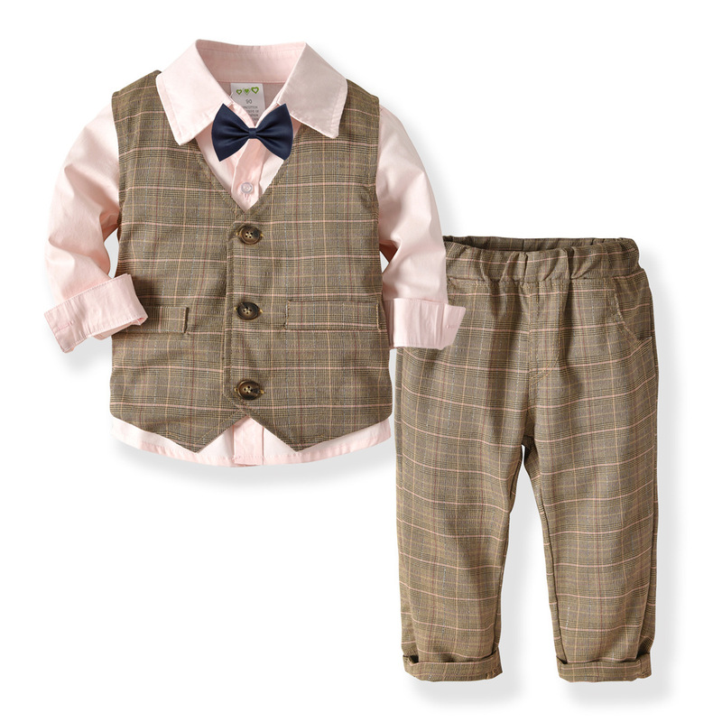 Children's Wear Boy's Long-sleeved Shirt Double-layer Vest Trousers Bow-tie Gentleman Suit Baby's Birthday Party Dress Children's Wear Boy's Long-sleeved Shirt Double-layer Vest Trousers Bow-tie Gentleman Suit Baby's Birthday Party Dress