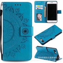 适用iPhone14图腾压花手机套苹果13压纹半边花皮套插卡钱包保护套