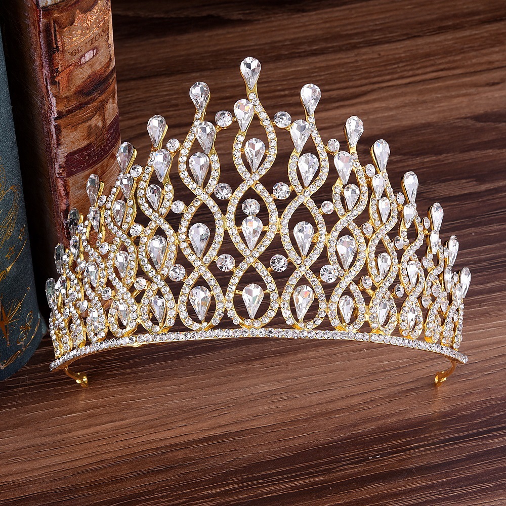 460g Weight Crown Hair Accessories Type Rhinestones Inlay Material 1 Piece Quantity Daily Occasion Alloy Material Water Droplets Pattern Women'S Gender Inlay Design Fashion Style Fashion Water Droplets Alloy Inlay Rhinestones Crown 1 Piece 4