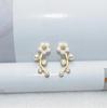 Accessory, fashionable earrings from pearl, Korean style, flowered, wholesale