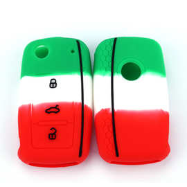 适用大众捷达朗逸宝来3键硅胶钥匙包 迷彩斯柯达防盗遥控器保护套