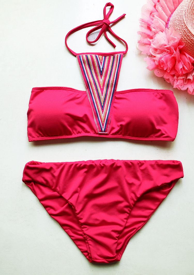 new retro halter strap split swimsuit NSOY45946