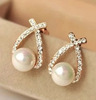 Elegant universal earrings from pearl, Korean style