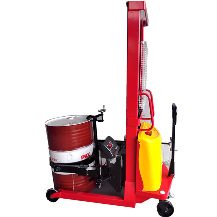 半电动油桶升高车/油桶倒料车/堆高车/油桶装卸车/手动翻转圆桶车