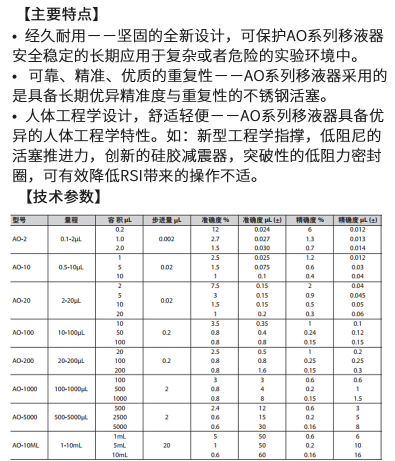 供应美国奥豪斯AO-100移液器  可调式微量移液器 单道移液器