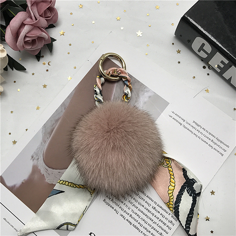 Silk scarf Fox Hair ball Pendant leather and fur Bag Pendant Pendants Fur Ball parts automobile key Accessories Pendant