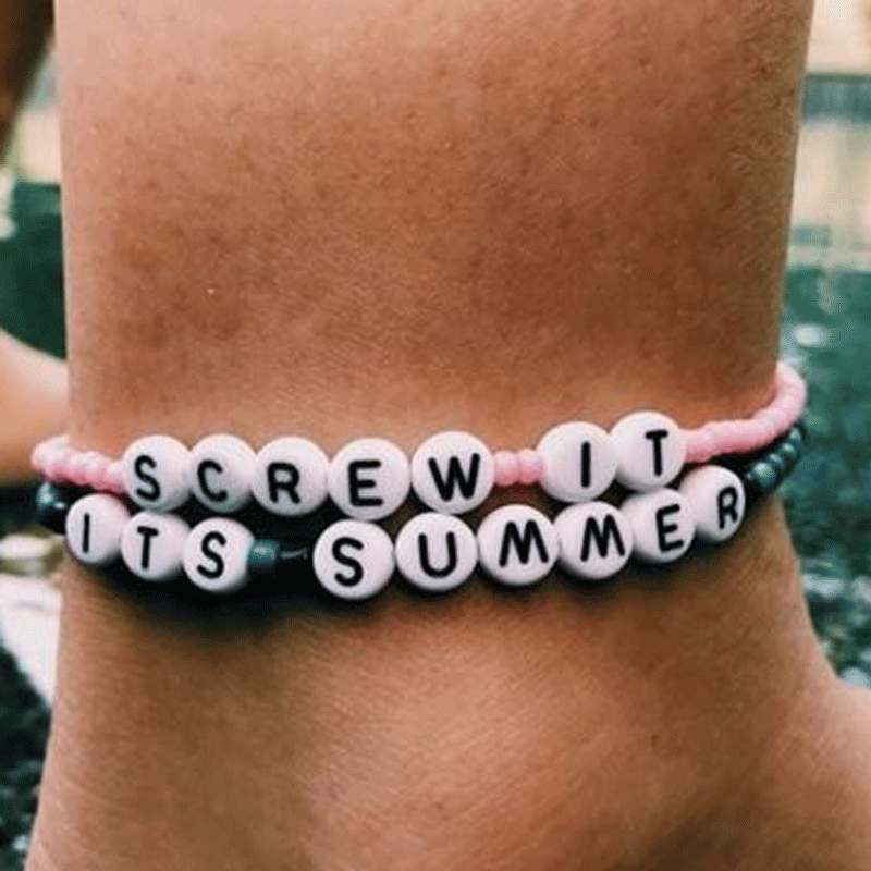 韩版流行时尚脚链 手工串珠DIY字母脚链脚饰批发 境外热销饰品|ms