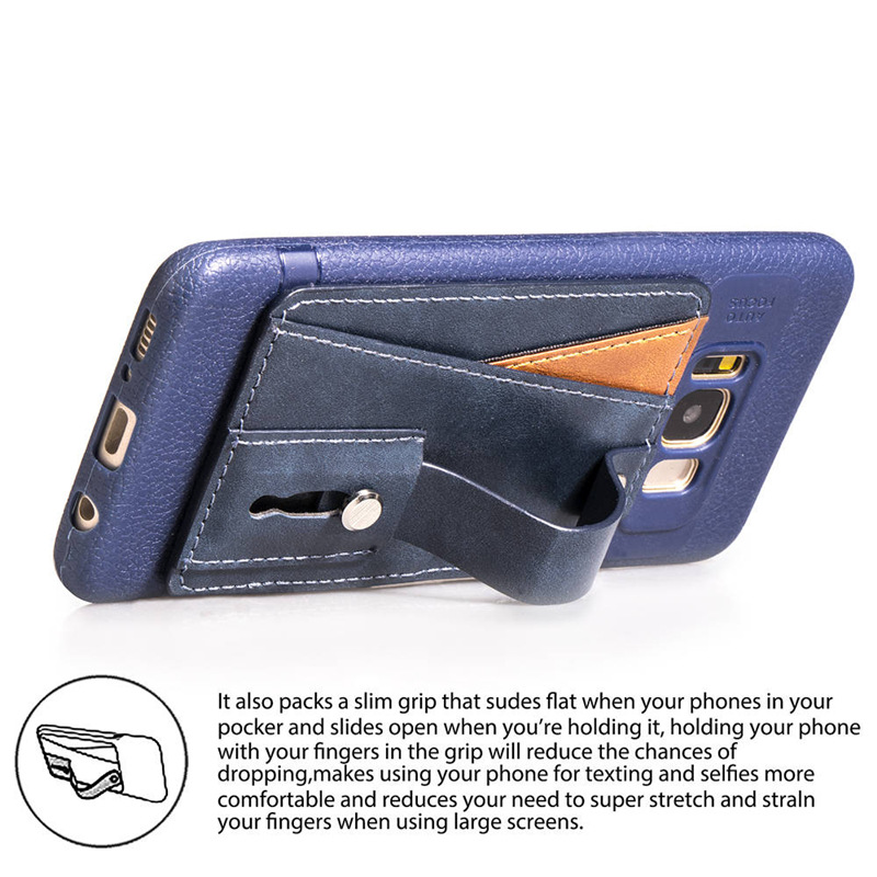 Mobile Phone Back Case Stand PU Leather Cover Handy Flexible Ring With Card Holder 62 Models For