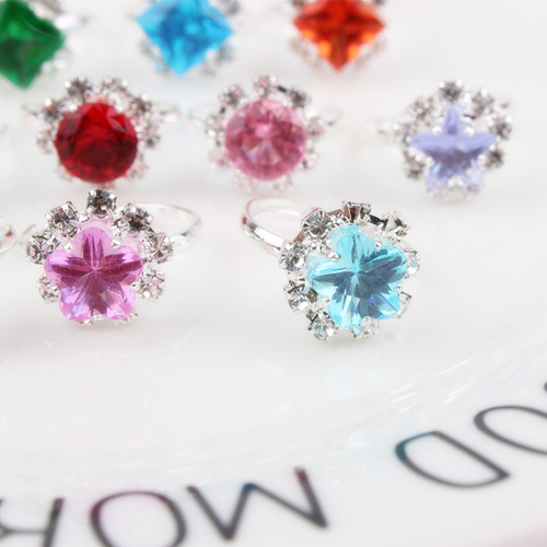 【Best Seller】Children's Diamond Engagement Ring Princess Finger Ring Douyin Style Parent-Child Ring Gift for Best Friends Full Diamond Girl Jewelry