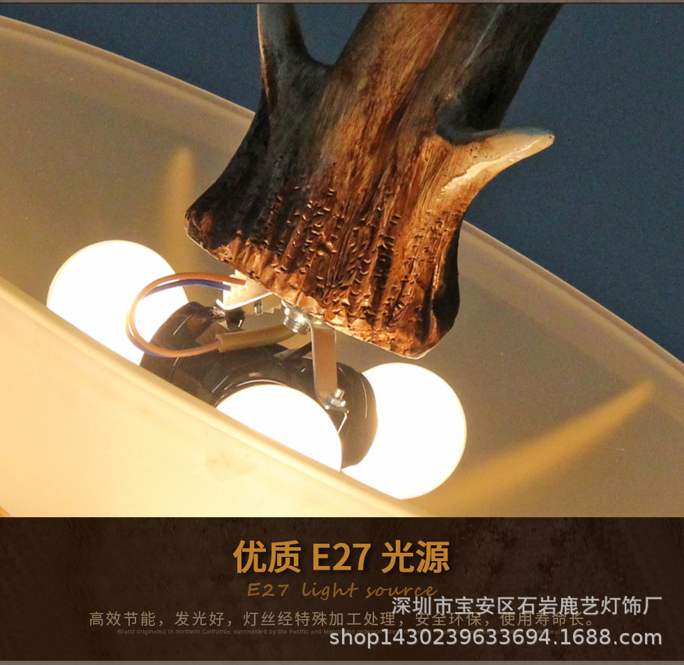 美式鹿角吊灯复古卧室咖啡厅餐厅吊灯吧台卡座吊灯鹿角吊灯小木屋-阿里巴巴