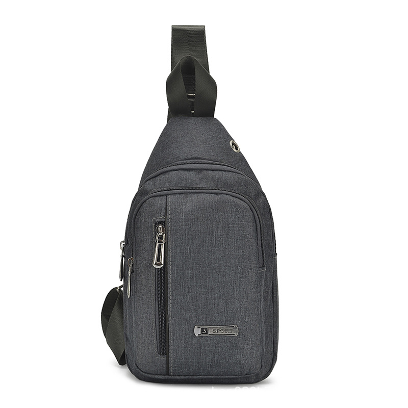 批发跨境牛津布胸包 防水 男斜挎单肩包 户外运动多功能usb胸包