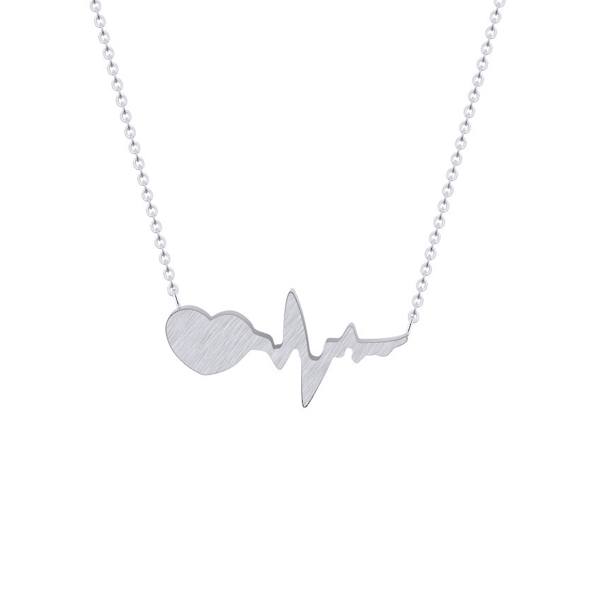 Heartbeat Curve Pendant Necklace display picture 5