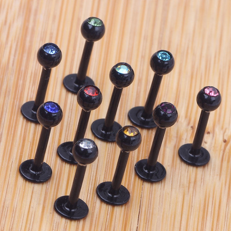 10 Pack Colorful Body Piercing Jewelry Set Stainless Steel Ear Lip Studs detail image 7