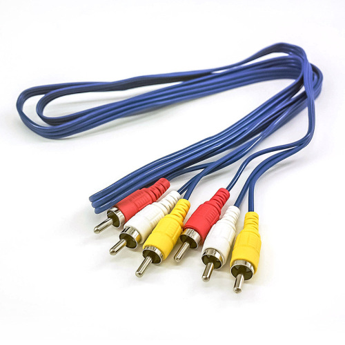 Factory direct sales blue three pairs of three audio cables 1.5 meters blister packaging 3RCA TO 3RCA