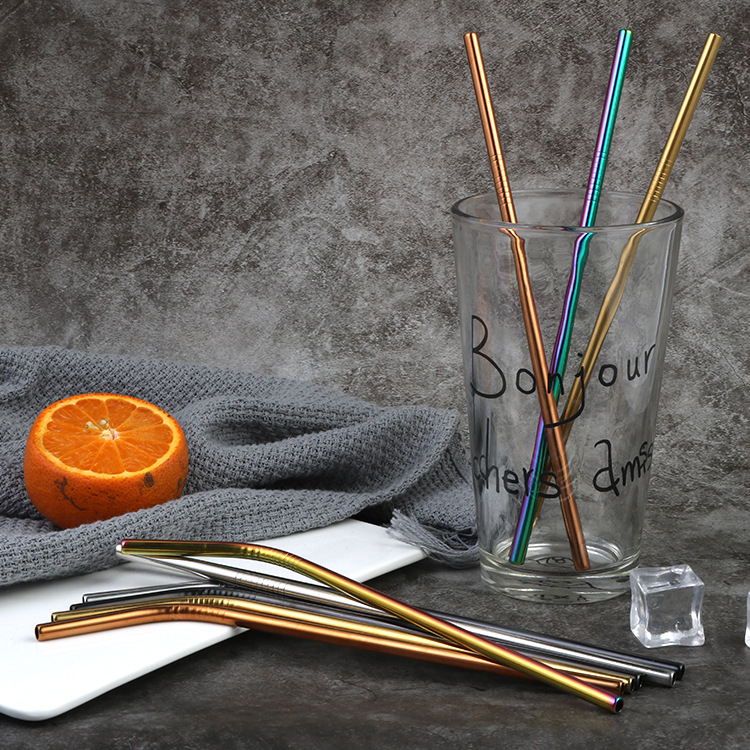 304不锈钢创意彩色饮料吸管真空镀钛金幻彩奶茶酒店酒吧吸管