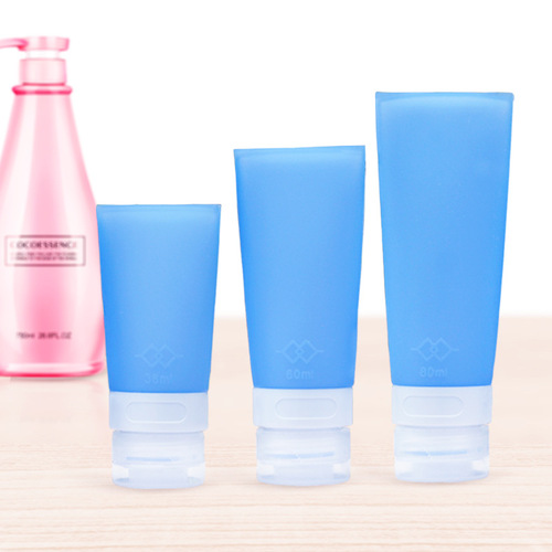 Travel portable flat silicone dispenser bottle cosmetic hand sanitizer press bottle empty bottle lotion dispenser