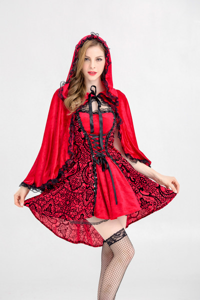 18734 Halloween Castle Queen Costume Gothic Little Red Riding Hood Costume Party Prom Costume