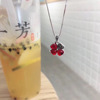 Necklace pomegranate, pendant, chain, silver 925 sample, four-leaf clover