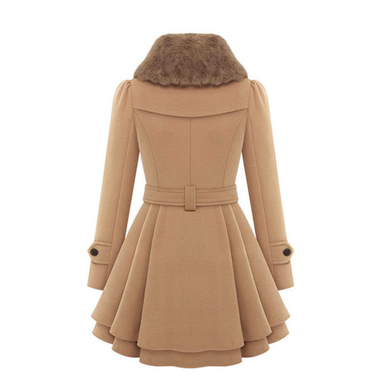 Women's Fitted Woolen Double-breasted Trench Coat