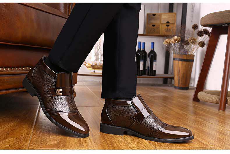 Giày bốt nam cao cổ mùa thu đông lót lông cừu giữ ấm, chống trơn trượt — Màu nâu, Màu đen chi tiết 13