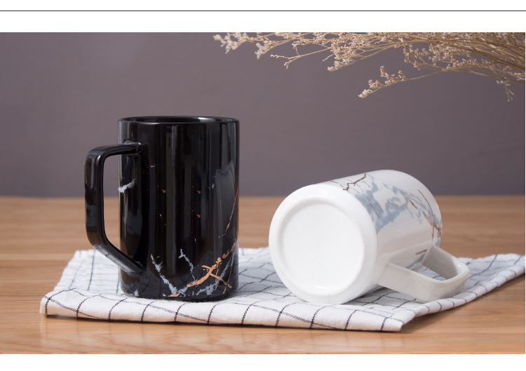 新品欧式大理石纹马克杯定制logo 北欧陶瓷杯 卡通情侣杯子陶瓷