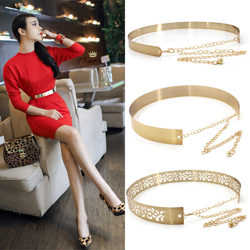 Fashion metal belt gold silver metal bel...