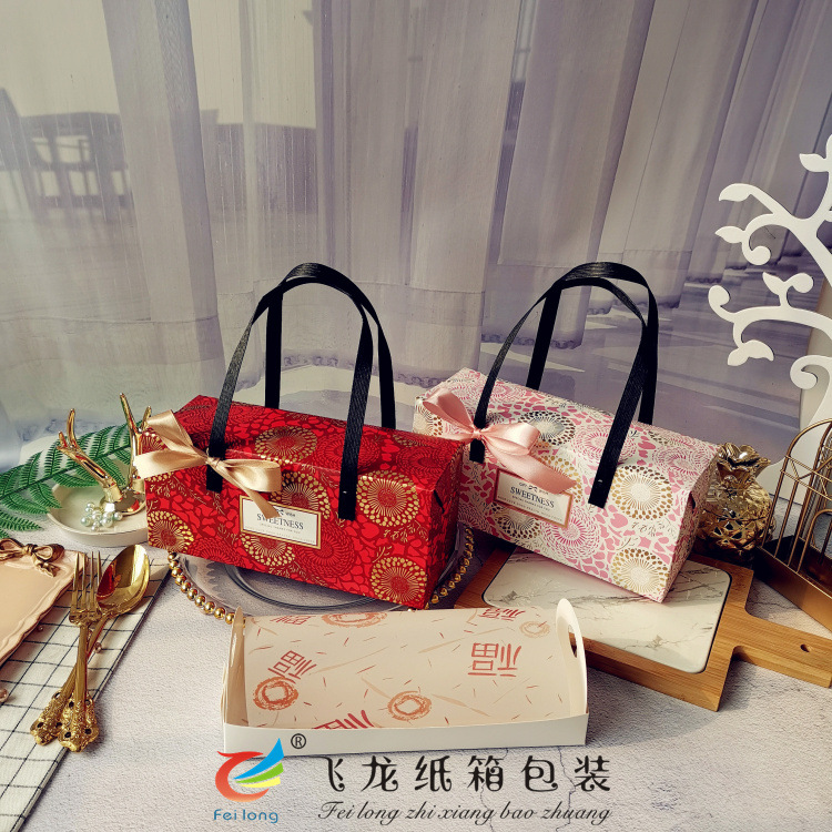 2022新款欧式蛋糕卷手提盒奶油蛋糕毛巾卷盒瑞士卷手提盒年货礼盒