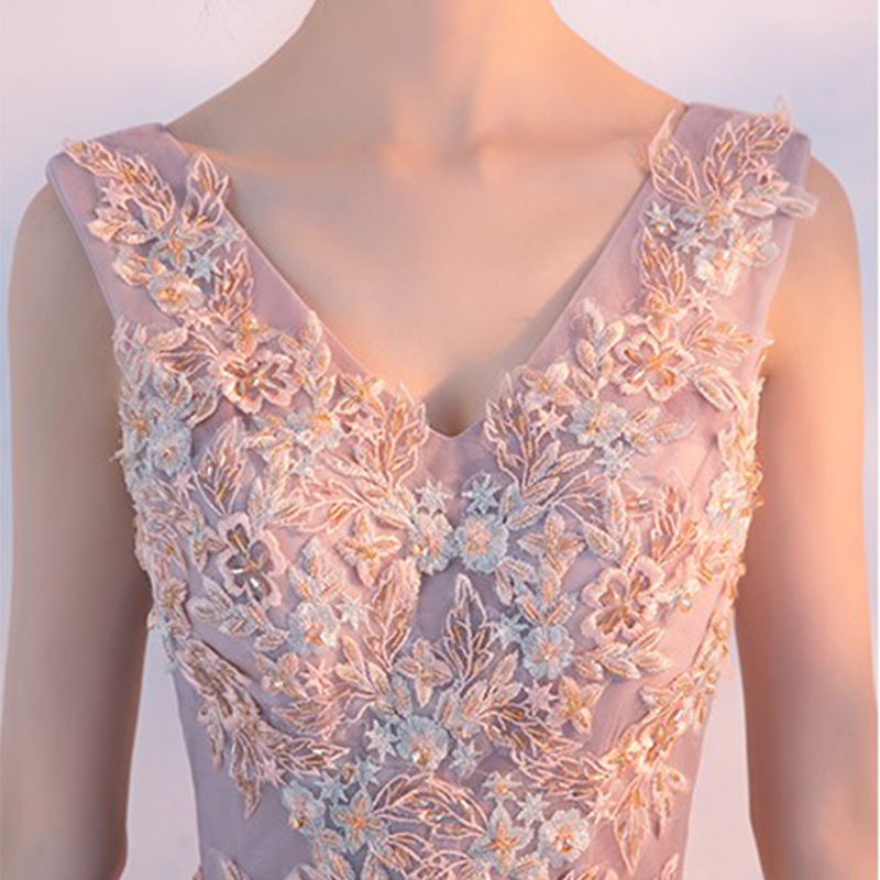 Spring long evening dress, 2023, V-neckline