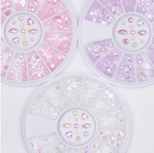 美甲幻彩果冻异形钻盒 果冻钻饰品 粉色紫色白色可选 6cm圆盘系列