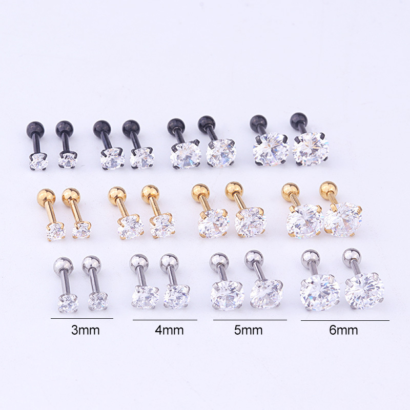 Mode Géométrique Zircon Incrusté Acier Inoxydable Boucles D'oreilles display picture 1