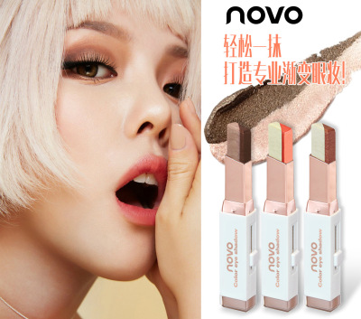 novo Eyeshadow Gradient velvet Double color Pearl Eye shadow pen Earth colors Smoked Eye shadow Cosmetics Manufactor