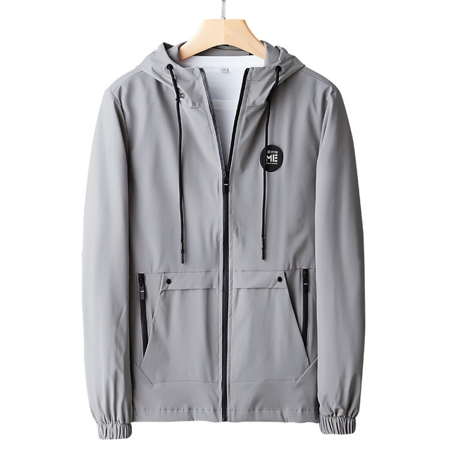 Spring and autumn men’s hooded embroidered coat fattening casual trend jacket for men