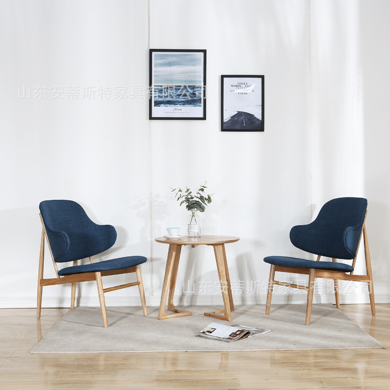 橡木酒店家具懒人沙发现代简约温莎椅休闲客厅实木沙发原木色|ms