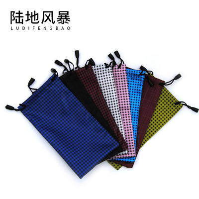 厂家格子时尚便携眼镜袋太阳镜手机首饰防尘布袋批发|ru