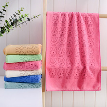厂家批发350g印压花25*50童巾 加厚300g吸水干发巾 细纤维毛巾