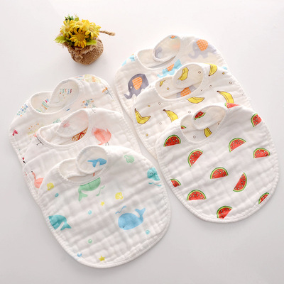 新款婴儿围嘴纯棉8层纱布加厚圆形围兜新生儿宝宝口水巾儿童饭兜|ms