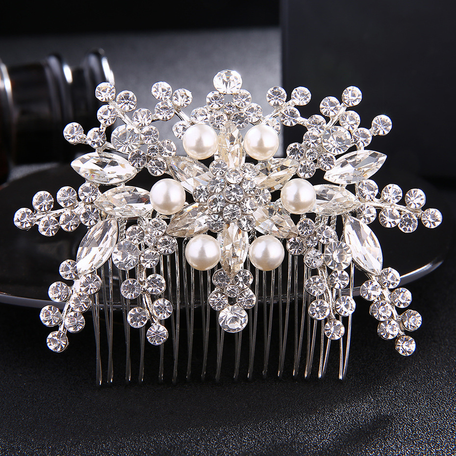 Hot Selling Fashion Bridal Hair Comb Pearl Rhinestone Hair Comb Insert Comb display picture 1
