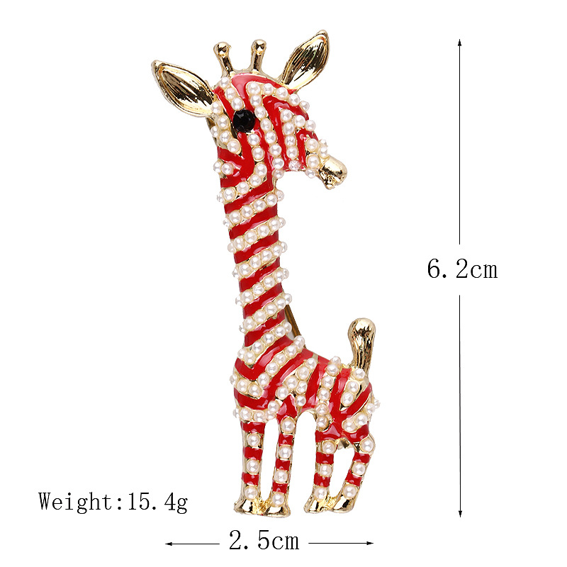 Retro Giraffe Alloy Inlay Artificial Pearls Women's Brooches display picture 1