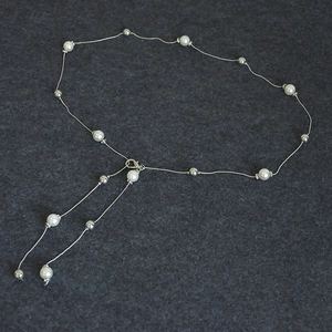 New Women's Gold Chain Belt with Pearl Water-Drill Decoration