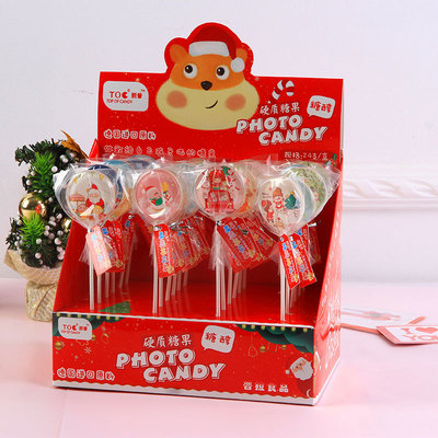 2019棒棒糖创意diy圣诞老人照片糖果味卡通相片糖硬糖来图定制|ms