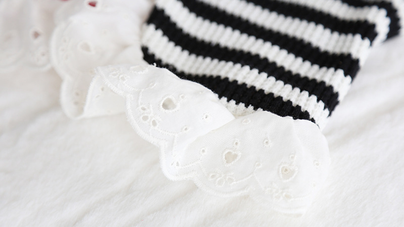 毛线花边条纹打底裙