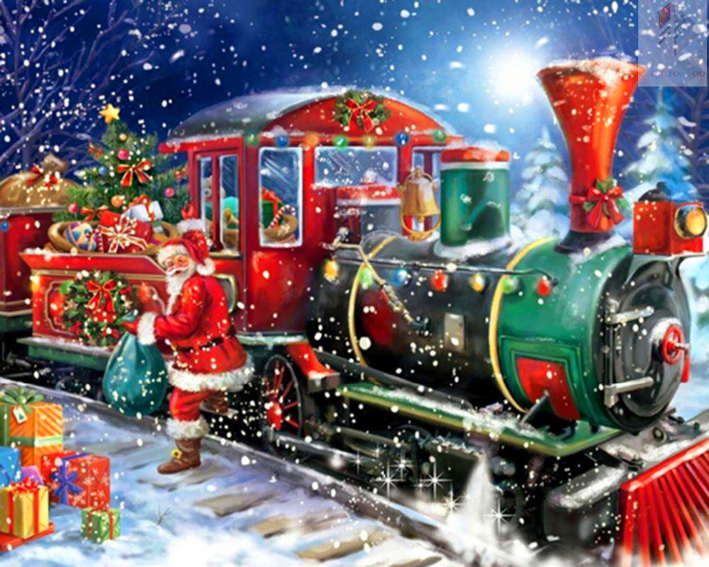 RW932  圣诞老人和火车30乘以20.jpg