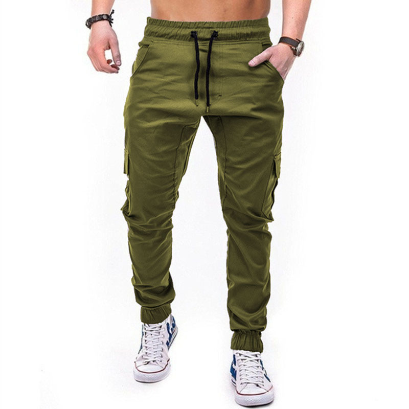 Pantaloni multitasche con coulisse da uomo europei popolari, pantaloni cargo casual da jogging_voghion.com