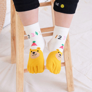 2018 New Children's five-finger socks cotton 3-12 years old cartoon cute toe socks for boys and girls Retail Wholesale
