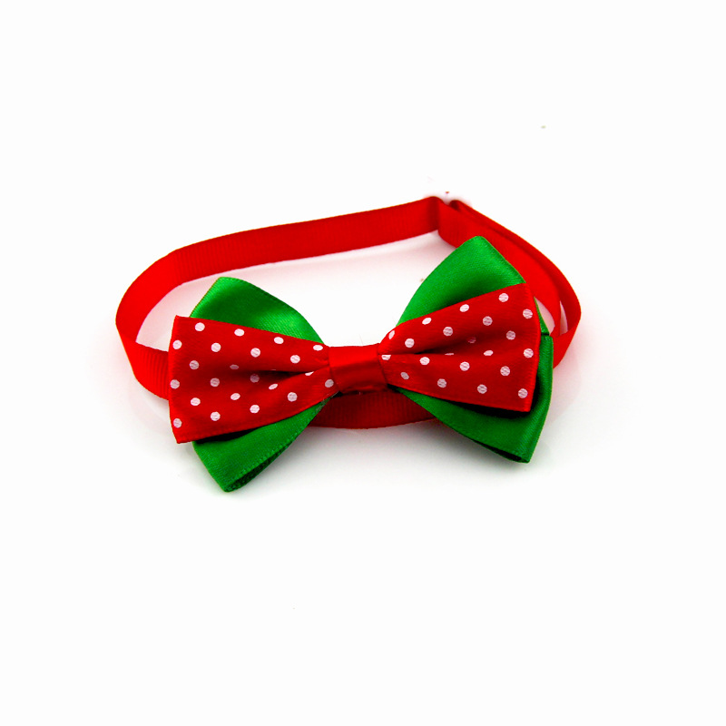 Casual Ribbon Christmas Color Block Polka Dots Bowknot Pet Accessories display picture 3