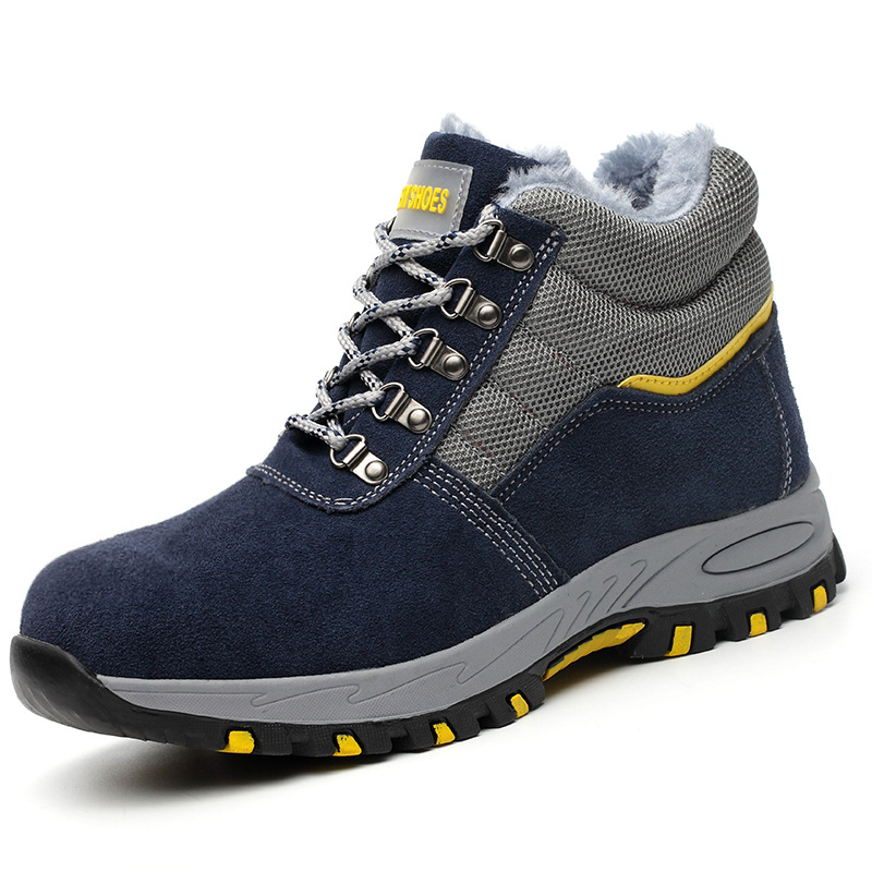 Zapatos de seguridad laboral antigolpes y antipinchazos - Antideslizantes, resistentes al desgaste, transpirables, botas altas de invierno con forro de piel