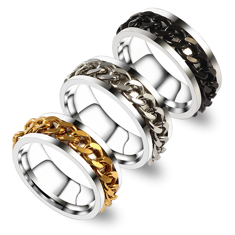 10g Weight Rings Classification 10, 8, 9 Ring Size 1 Piece Quantity Daily Occasion Titanium Steel Material Geometric Pattern Men's Gender Chain Design Simple Style Style Simple Style Geometric Titanium Steel Chain Men's Rings 9