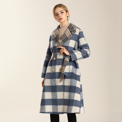 Two-sided Cashmere coat 2019 Autumn and winter new pattern Korean Edition lattice have more cash than can be accounted for High-end Alpaca Fur coat