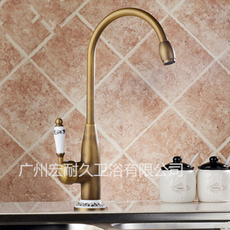 American Amazon Hot-selling All-copper European Antique Blue and White Porcelain Basin Faucet Bathroom Hot and Cold Faucet