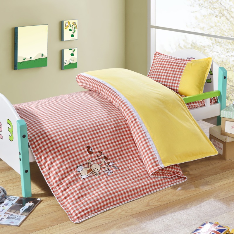幼儿园被子三件套含芯全棉水洗棉被套棉花被芯宝宝午睡被褥七件套